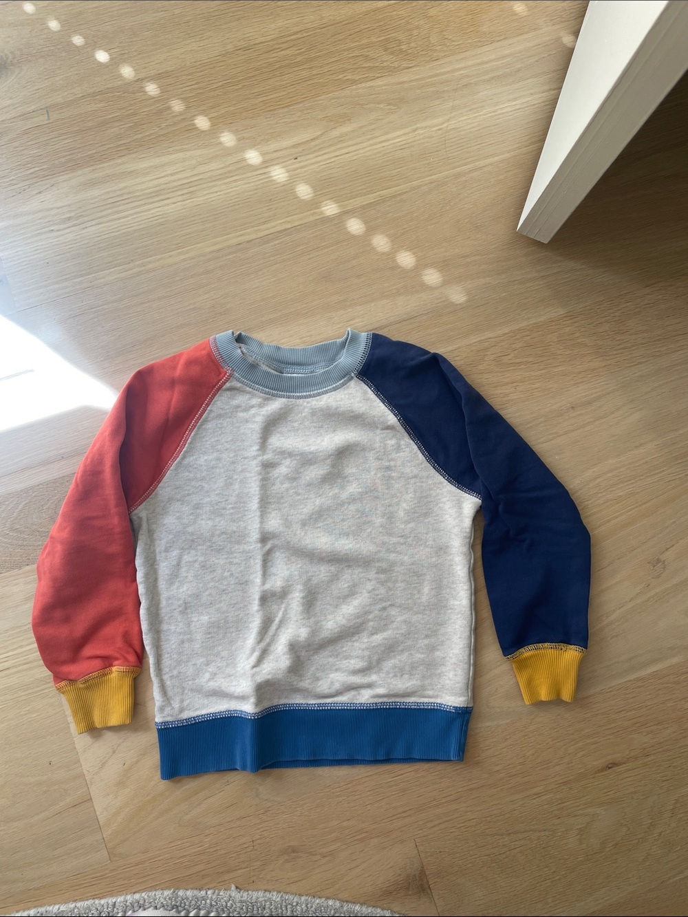Hannah Andersson Colorblock Crewneck Sweatshirt with Multicolor Sleeves